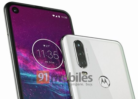 Los primeros renders muestran cómo sería el Motorola One Action con agujero en pantalla y triple cámara