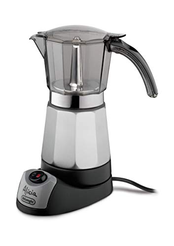 De'Longhi Alicia EMKM 9 Cafetera Moka Eléctrica, 550 w, Capacidad 9 Tazas, Función Autoapagado, Base Giratoria, Negro y Plata