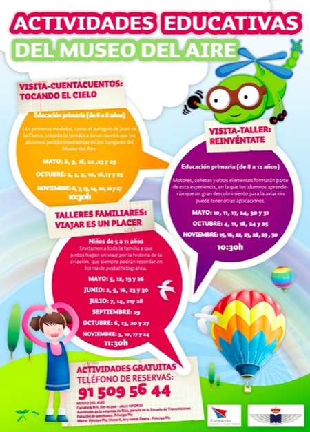 El Museo del aire propone muchas actividades didácticas para los niños en el año 2012