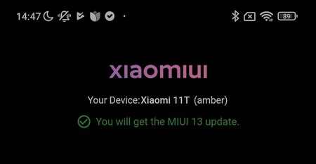 Xiaomi 11TのMIUI Updaterで確認する
