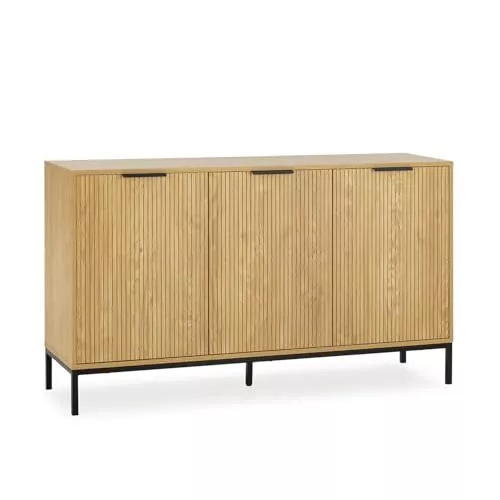 HOMN LIVING Aparador Mónica 3 Puertas Color Madera, 140 cm (Ancho) 40 cm (Profundo) 80 cm (Altura)