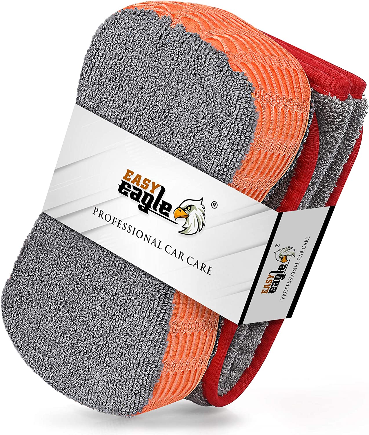 EASY EAGLE Paños de Microfibra e Esponja Lavado Kit de Limpieza, 1200GSM Toalla Secado e Esponja de Limpieza para Coche Vehículo Moto