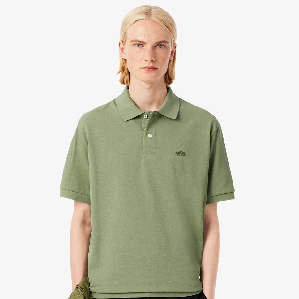 Polo de hombre de piqué grueso de corte amplio de manga corta

