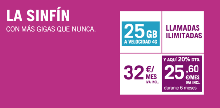 La SinFin de Yoigo crece en gigas y precio: 25 GB a cambio de 32 euros al mes