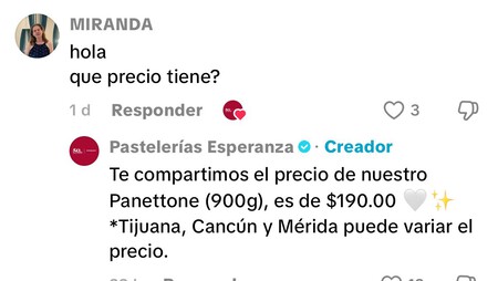Cuánto cuesta el panettone en La Esperanza con todo y rompope, 