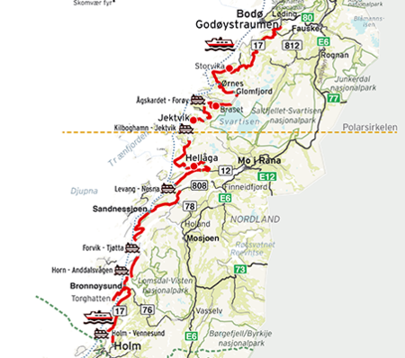 Ntr Route Map Helgelandskysten Norway 452