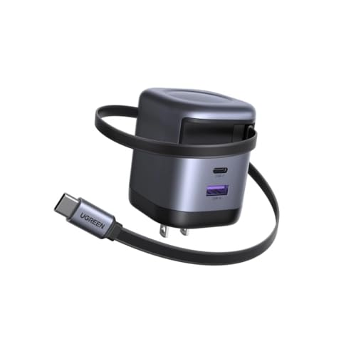 UGREEN 65W Cargador con Cable Retráctil USB C