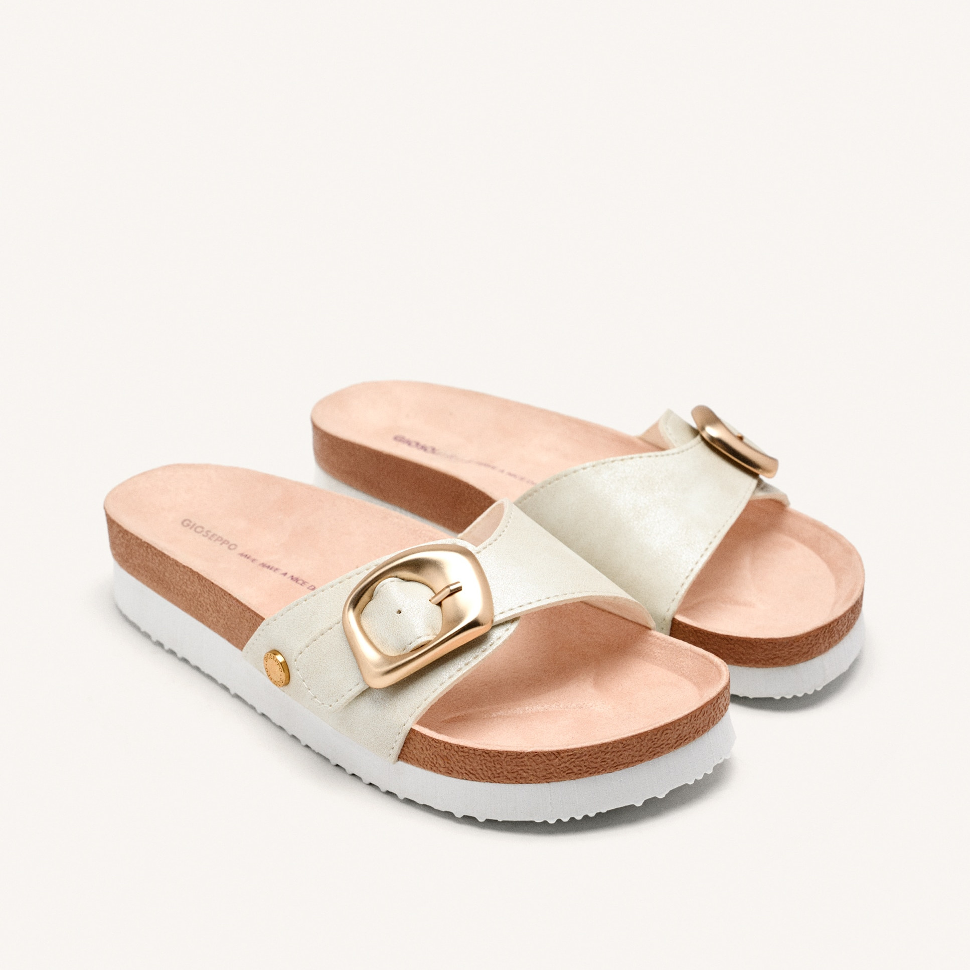 Sandalias de pala de mujer tipo bio con hebilla Blanco Gioseppo