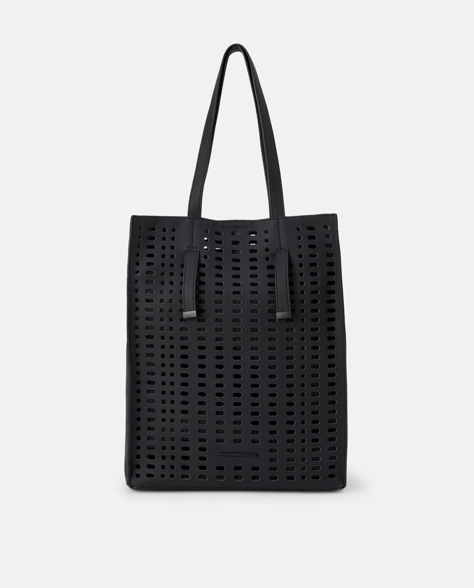 Bolso shopper grande en negro con troquelado Bolso shopper grande en negro con troquelado