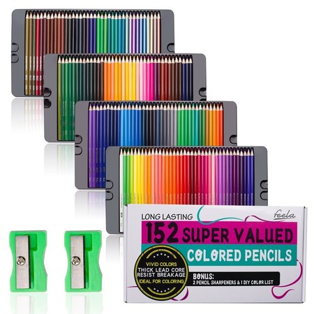 Set de 152 lapices de colores, libro para colorear y 2 sacapuntas en ofertas flash de Amazon por 25,96 euros