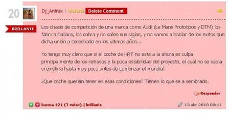 Karma en los comentarios