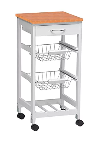 Kit Closet - Carro de cocina cestas + botellero, 76 x 37 x 37