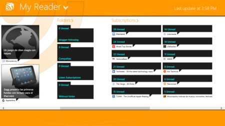 MyReader, cliente de Google Reader para Windows 8