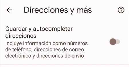 Desactivando el guardado de direcciones