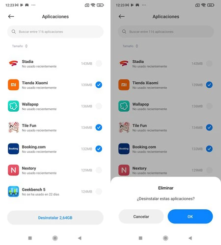 Eliminación de aplicaciones en MIUI