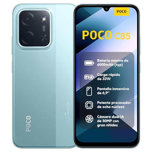 XIAOMI POCO C85 Smartphone de 6+128GB Verde Batería de 6000 mAh