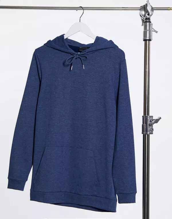 Sudadera larga azul con capucha de algodón orgánico de ASOS DESIGN