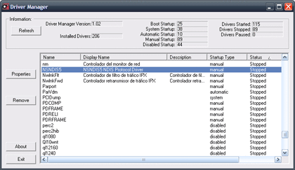 DriverManager, modificando y borrando drivers