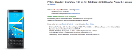 La BlackBerry Priv ya tiene precio oficial en Europa: 779 euros