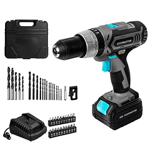 Cecotec Taladro Atornillador, Perforador y Percutor de Batería CecoRaptor Perfect ImpactDrill 2024 Advance. Batería de 24V y 2000 mAh, Velocidad 15500 rpm, Ratio de Impacto 22.500 bpm