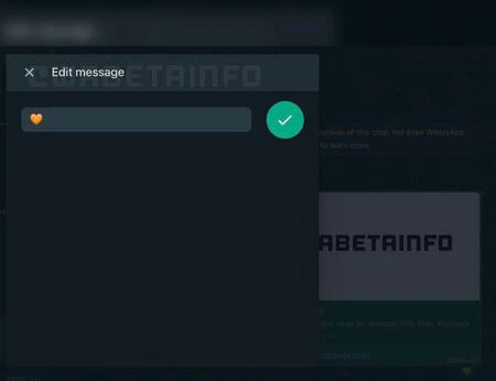 WhatsApp Web でのメッセージの編集。画像はWaBetaInfoより
