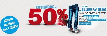 Entradas a mitad de precio lunes y jueves en Yelmo cines para menores de 25 años