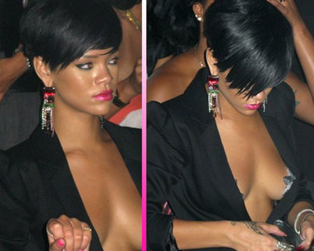 Rihanna también a pecho descubierto