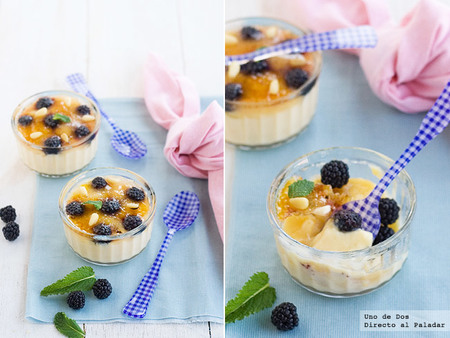 Receta de crema gratinada con moras