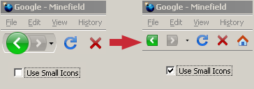 Restaura la visualización de los botones de navegación en Firefox 3 beta