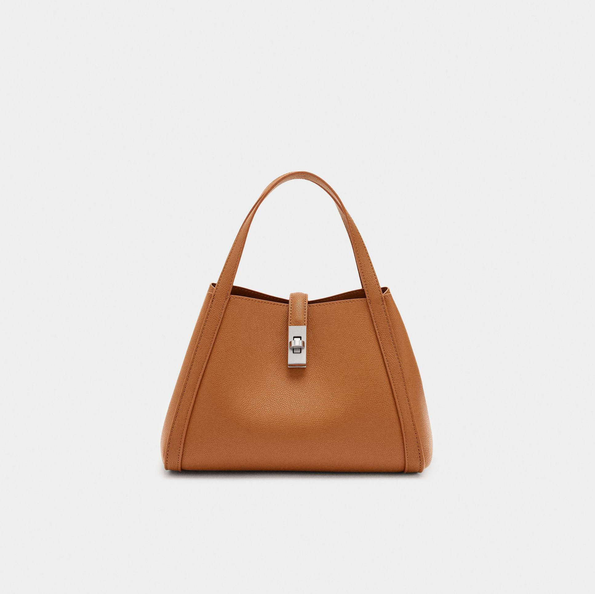 Bolso de mano estilo tote convertible a bandolera con cierre de botón en liso Parfois