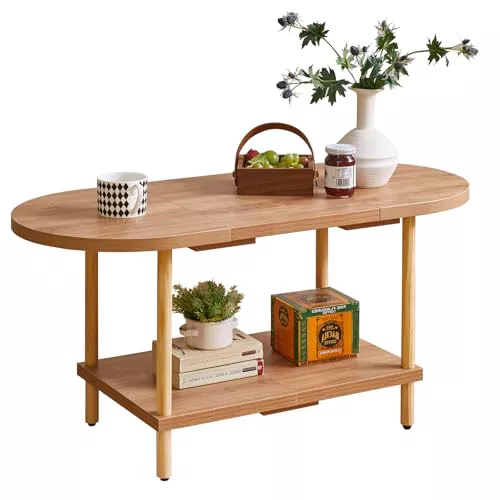 Aibiju Mesa de Centro con Estante de Almacenamiento, 90 x 41.5 x 40 cm, Roble YD-011K