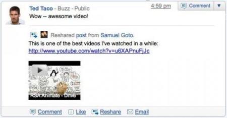 Google Buzz añade posibilidad de hacer reshare
