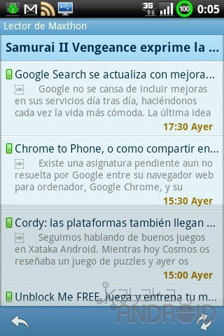 Lector RSS de Maxthon Mobile
