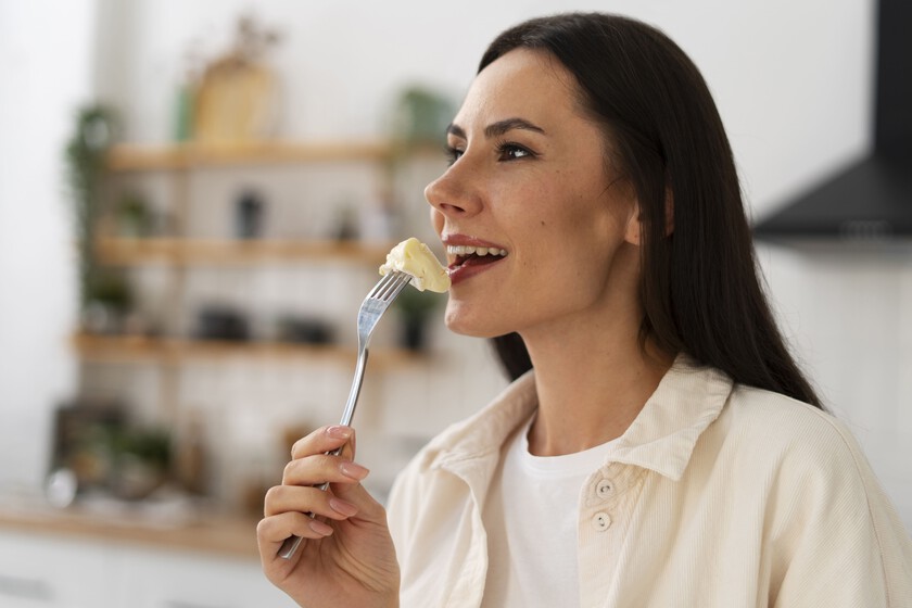 Authentic Person Eating Fresh Cheese 1