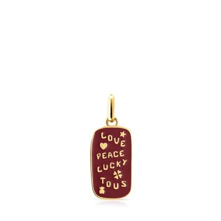 Colgante Love Peace Lucky De Plata Vermeil Con Esmalte Medallions