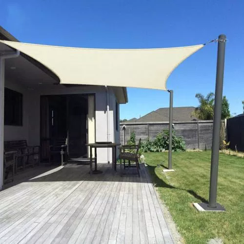 Dripex Toldo Vela Rectangular 4x6 m, Vela de Sombra Impermeable y Cortaviento, 95% Protección Rayos UV, Parasol de Poliéster, Ideal para Patio, Exteriores Terraza, Jardín, Beige Claro