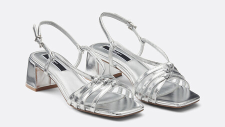 Sandalias Plata Tiras Finas