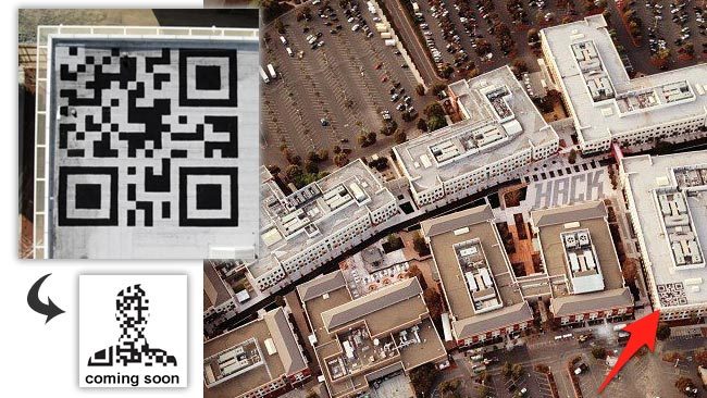 Fotografías del código QR gigante en las oficinas de Facebook