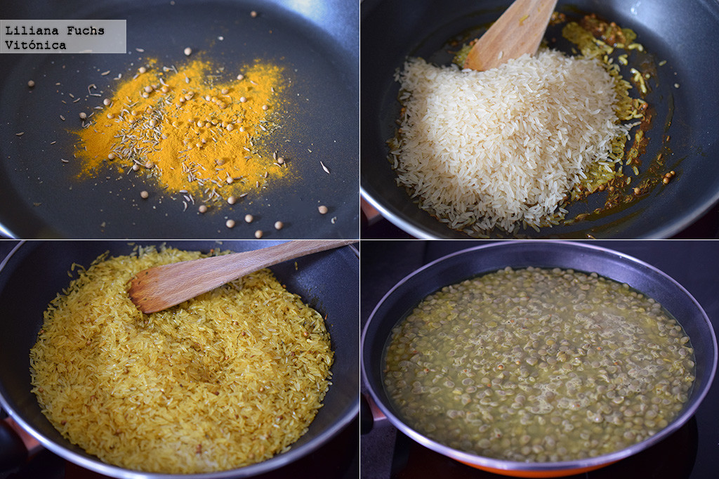 Lentejas con arroz basmati especiado receta saludable vegana