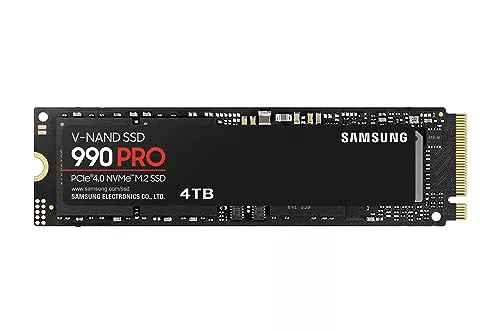 Samsung 990 PRO 4TB hasta 7.450MB/s PCIe 4.0 NVMe M.2 (2280) SSD interno (MZ-V9P4T0BW)