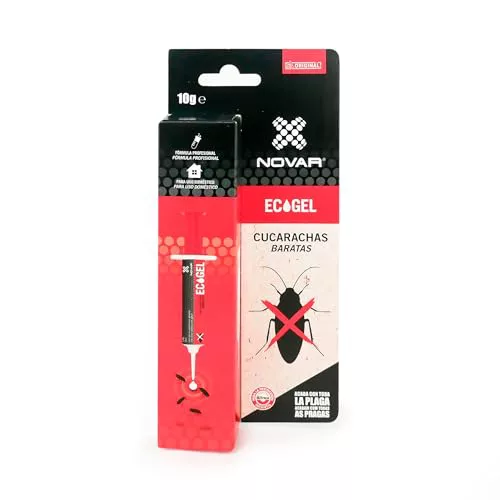 NOVAR ECOGEL Jeringuilla contra cucarachas | Eficacia Profesional| Elimina 50 cucarachas con una Sola Gota, insectos | 10 gr Ecopack (ECOGEL)
