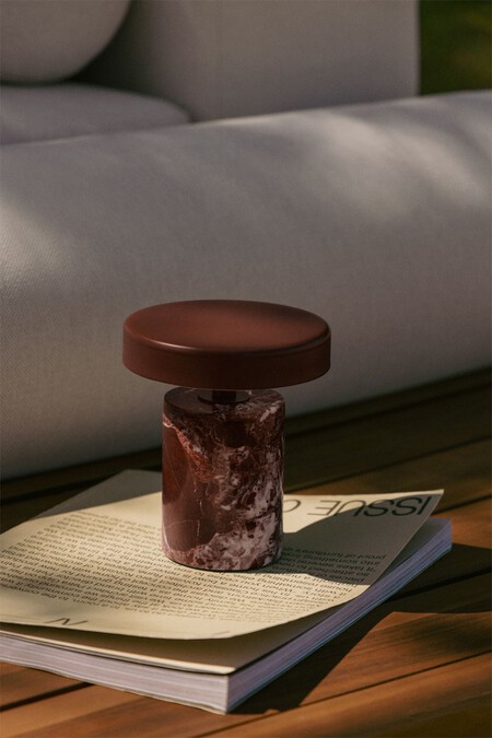 Lampara De Mesa Led Inalambrica Para Exterior En Hierro Y Piedra Natural Isasia