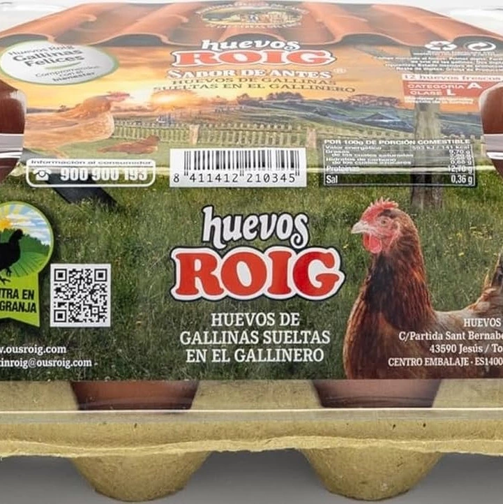 Roig 12 huevos frescos L de gallinas sueltas en el gallinero 