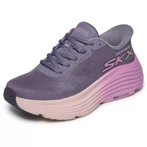 Skechers MAX Cushioning Endeavour Hallandale - Zapatos sin Cordones para Mujer, Borde Textil Morado, 38 EU