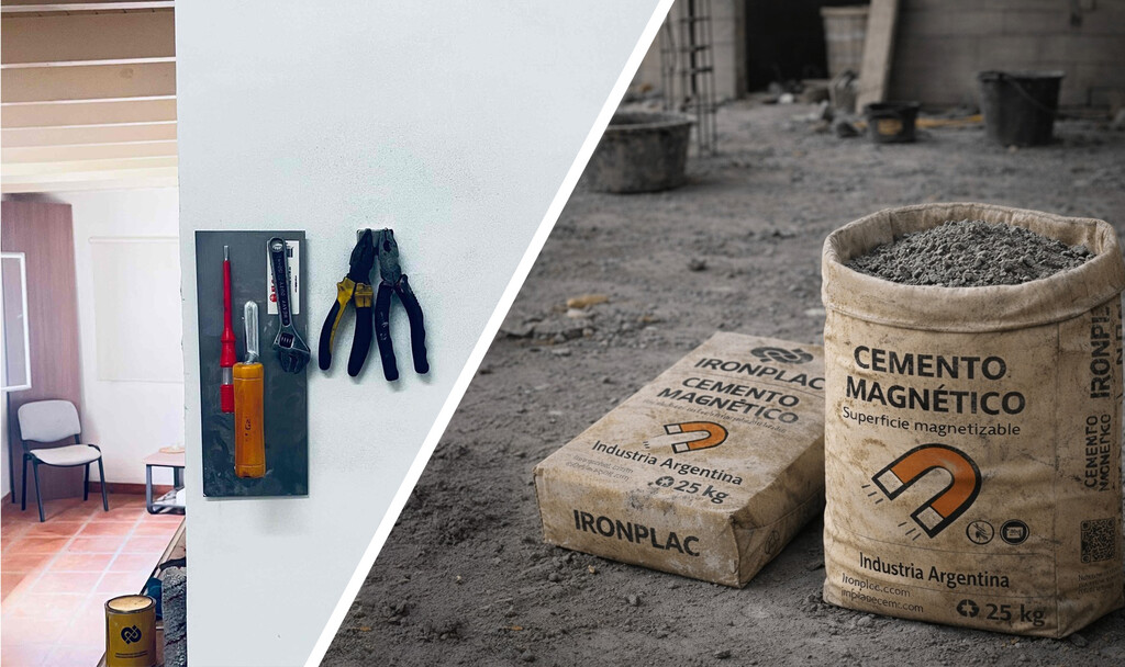 Este cemento funciona como un imán al levantar paredes: para colgar cosas no hay que hacer agujeros con el taladro 