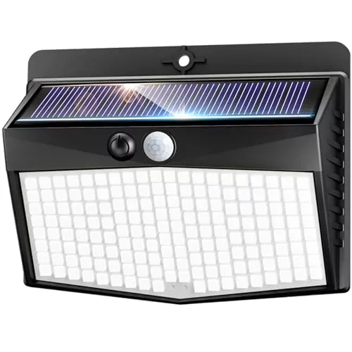 nipify Luces Solares Led Exterior Jardin,3 Modos 168 LED Focos Solares Exterior con Sensor de Movimiento, Impermeable Foco exterior solar para Jardín, Garaje, Calle, Patio, Caminos