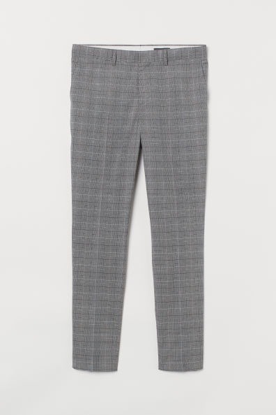 Pantalón de traje corte skinny color gris a cuadros