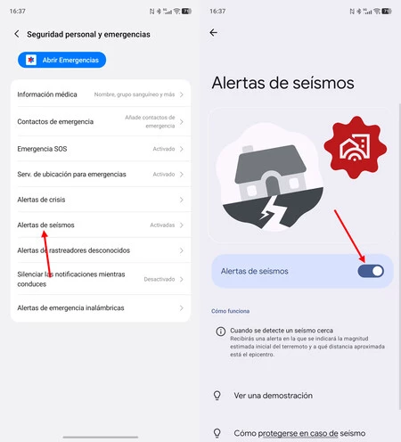 Activación de las alertas de seísmos