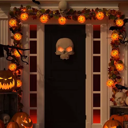 Bseical Guirnalda de Luces Halloween 4M Exterior, 20 LED Calabazas y Murciélagos