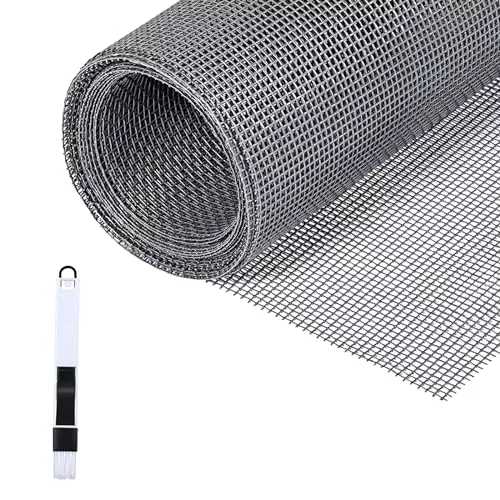 Fillis Mosquitera para Ventanas, 150x300cm Mosquitera de Fibra de Vidrio Mosquitera Cortada a Medida DIY con Cepillo de Limpieza, Mosquitera de Gasa para Ventanas y Puertas, Gris